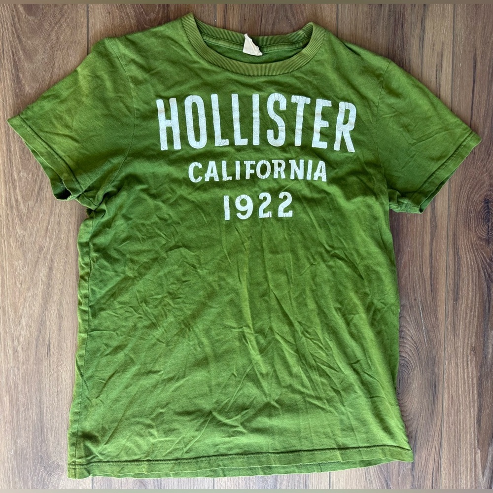 Hollister 1922 Logo Tee Green Y2K Preppy Vintage Graphic California Shirt